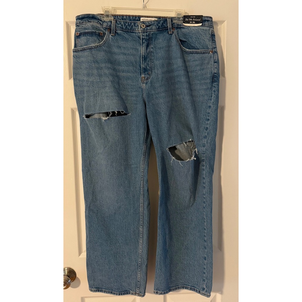 Abercrombie & Fitch 90s Jeans Women's 34 18 SHORT High Rise Distressed NEW